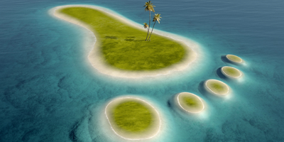 An island shaped like a footprint